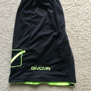Black and Neon Yellow Givova Athletic Shorts
